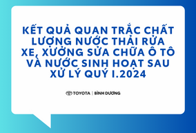 Kết quả quan trắc chất lượng nước thải rửa xe, xưởng sửa chữa ô tô và nước sinh hoạt sau xử lý Quý I.2024